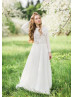 Long Sleeve Ivory Lace Chiffon Wedding Dress Long Sleeve Ivory Lace Chiffon Wedding Dress